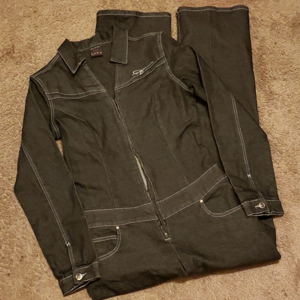 Elegant Black Denim Jumpsuit